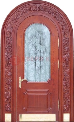 Толстая металлическая арочная дверь со стеклом ДА-20 в Рязани