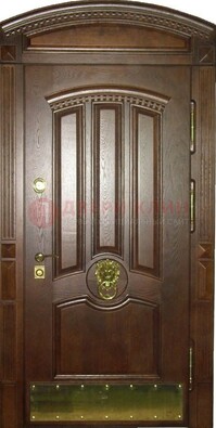 Хорошая стальная арочная дверь с декоративным элементом ДА-23 в Рязани