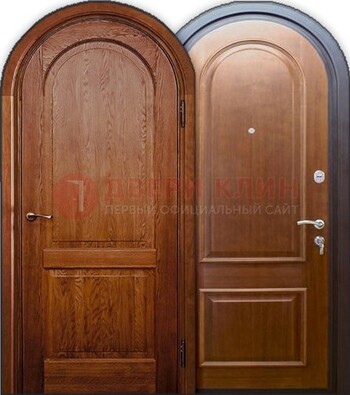 Стальная арочная дверь МДФ внутри ДА-4 в многоэтажный дом в Рязани