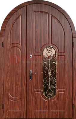 Арочная двухстворчатая стальная дверь Винорит ДА-54 в Рязани