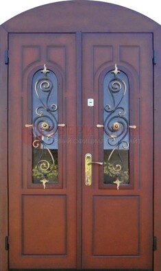 Двухстворчатая стальная дверь Винорит в форме арки ДА-55 в Рязани