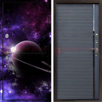 Черная металлическая дверь с фотопечатью ДФ-20 в Рязани