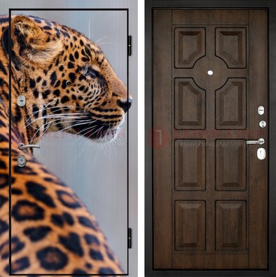 Металлическая дверь с фотопечатью леопарда ДФ-26 в Рязани