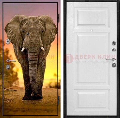Металлическая дверь с фотопечатью слона ДФ-30 в Рязани