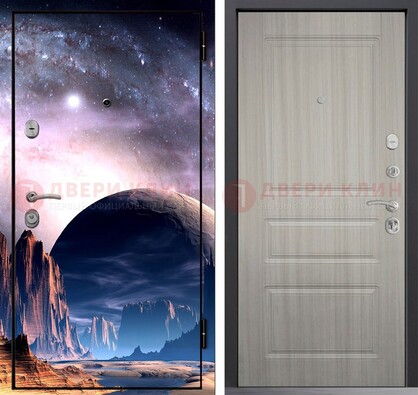 Железная дверь с фотопечатью космоса и планеты ДФ-50 в Рязани