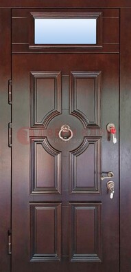 Стальная дверь с фрамугой в классическом стиле ДФГ-18 в Рязани