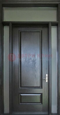 Черная металлическая дверь с фрамугами и стеклом ДФГ-24 в Рязани