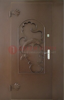 Широкая металлическая дверь с ковкой ДК-17 в Рязани