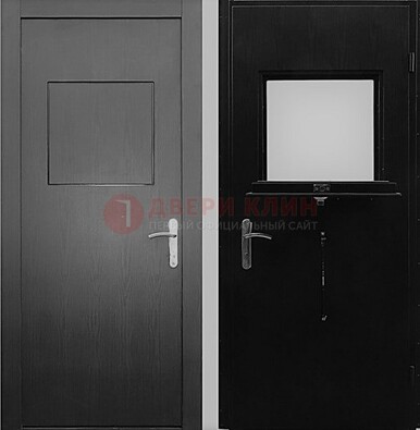 Черная стальная дверь в кассу ламинат внутри ДКС-3 в Рязани