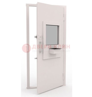 Белая металлическая дверь в кассу с нитроэмалью ДКС-4 в Рязани