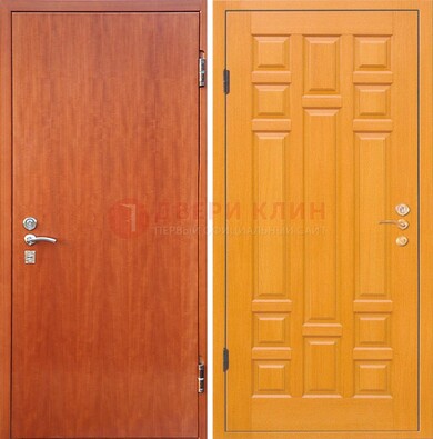 Оранжевая входная дверь с ламинатом МДФ внутри ДЛ-21 в Рязани