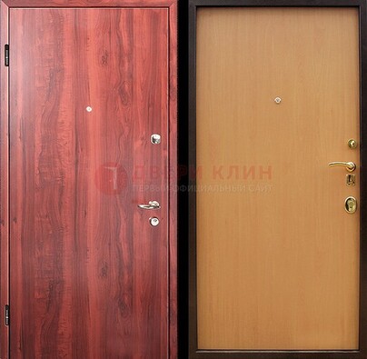 Красная железная дверь с ламинатом ДЛ-3 в Рязани