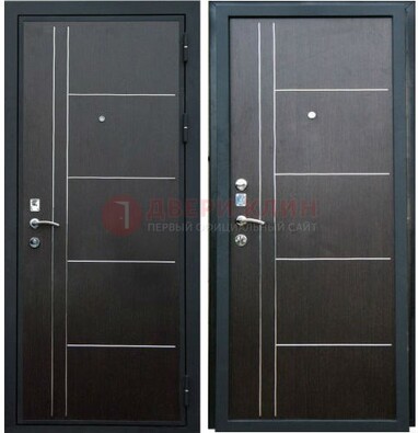 Наружная темная стальная дверь с МДФ ДМ-104 в Рязани
