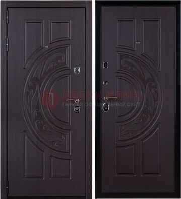 Коттеджная темная стальная дверь с МДФ ДМ-134 в Рязани
