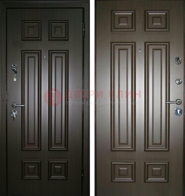 Темная металлическая дверь с МДФ ДМ-136 в квартиру в Рязани
