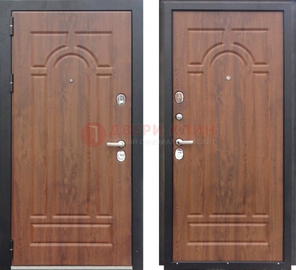 Коричневая железная дверь с МДФ ДМ-137 в Рязани