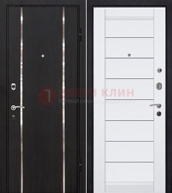 Черная входная дверь с МДФ и декоративными вставками ДМ-143 в Рязани