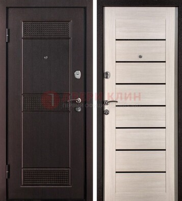 Темная стальная дверь с МДФ ДМ-147 для улицы в Рязани