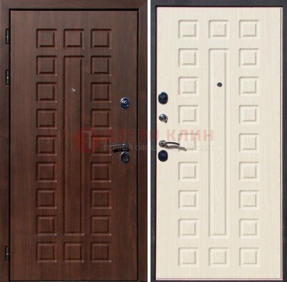 Коричневая стальная дверь с МДФ ДМ-176 для дачи в Рязани