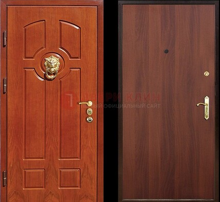 Оранжевая стальная дверь с МДФ ламинат внутри ДМ-18 в квартиру в Рязани