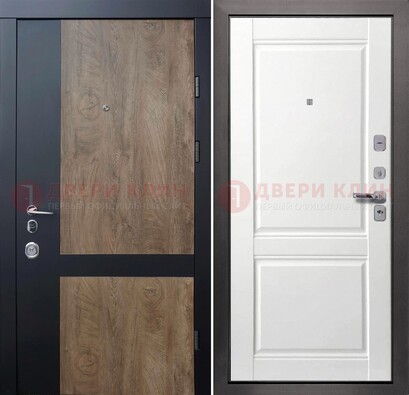 Черно-коричневая входная дверь с терморазрывом и МДФ ДМ-192 в Рязани
