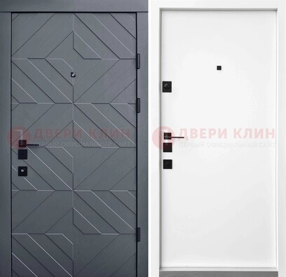Темная уличная дверь с филенчатой МДФ внутри ДМ-205 в Рязани