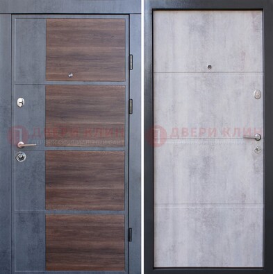 Темная железная филенчатая дверь с терморазрывом и МДФ ДМ-211 в Рязани