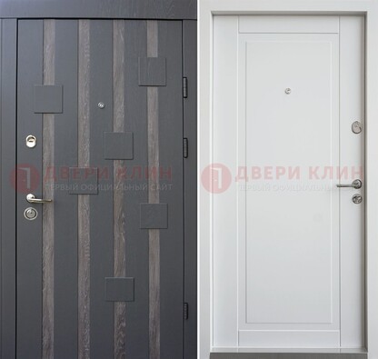 Темная металлическая дверь c белом МДФ внутри ДМ-231 в Рязани