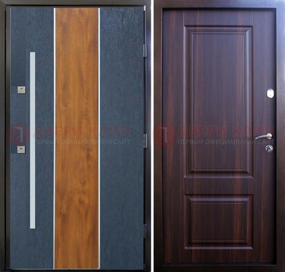 Современная входная дверь и с коричневой МДФ внутри ДМ-236 в Рязани