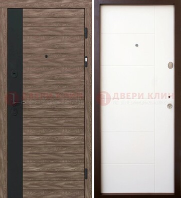 Коричневая входная дверь с черной вставкой МДФ ДМ-239 в Рязани