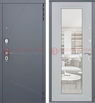 Железная белая дверь c МДФ Орех тисненый ДМ-244 в Рязани