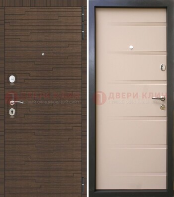 Светлая железная дверь c фрезерованной МДФ ДМ-248 в Рязани