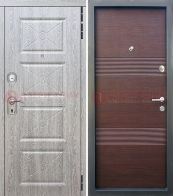 Филенчатая входная дверь c МДФ Беленый дуб ДМ-252 в Рязани