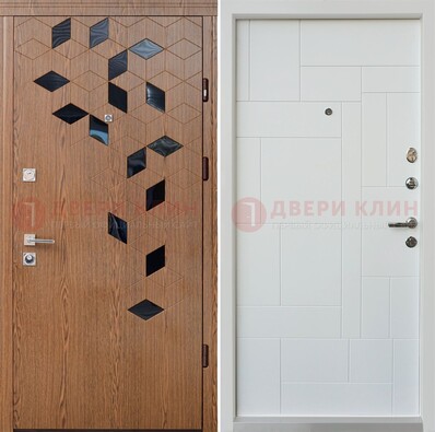 Металлическая белая дверь c МДФ Махагон ДМ-256 в Рязани
