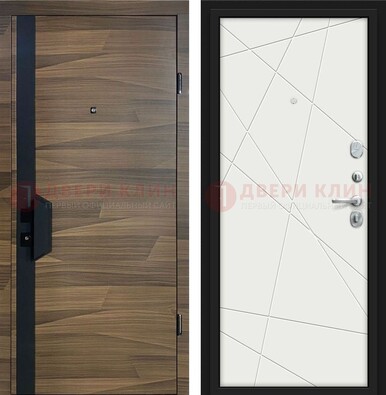Стальная коричневая дверь МДФ c черной вставкой ДМ-267 в Рязани