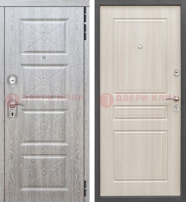 Железная серая дверь со светлой МДФ ДМ-302 в Рязани