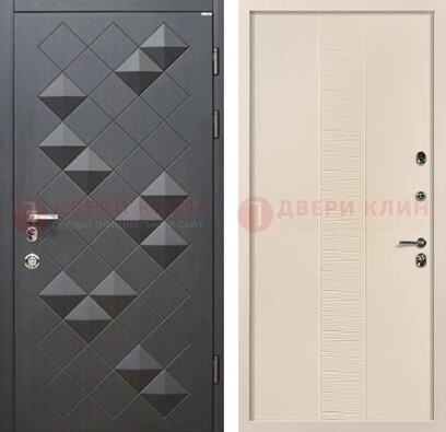 Темная металлическая дверь с МДФ в цвете Махагон ДМ-319 в Рязани