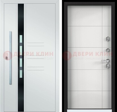 Металлическая дверь в белом цвете с МДФ ДМ-323 в Рязани