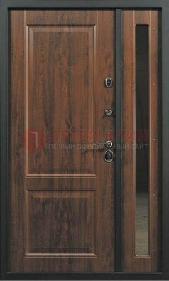Темная железная дверь с панелью МДФ с зеркалом ДМ-338 в Рязани