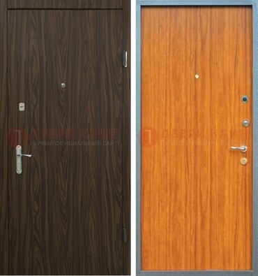 Коричневая одностворчатая стальная дверь с МДФ ДМ-341 в Рязани
