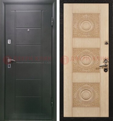 Темная железная дверь с МДФ в квартиру ДМ-344 в Рязани