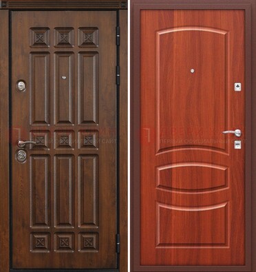 Темная металлическая дверь с МДФ и узором ДМ-364 в Рязани