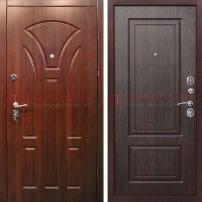 Темная железная дверь с коричневыми МДФ ДМ-376 в Рязани