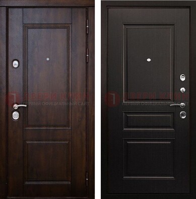 Классическая железная дверь с темными МДФ панелями ДМ-390 в Рязани