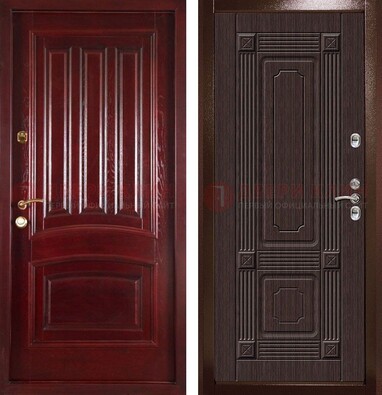 Красная стальная дверь с филенчатой МДФ ДМ-398 в Рязани