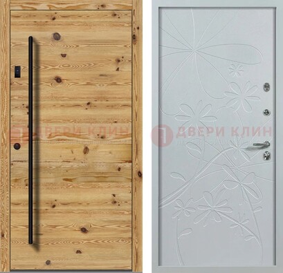 Металлическая дверь с МДФ в светлом цвете ДМ-412 в Рязани
