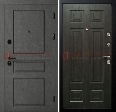 Серая стальная дверь с классическими МДФ ДМ-456 в Рязани