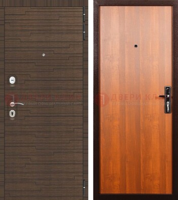 Коричневая стальная дверь с двумя МДФ ДМ-457 в Раменском