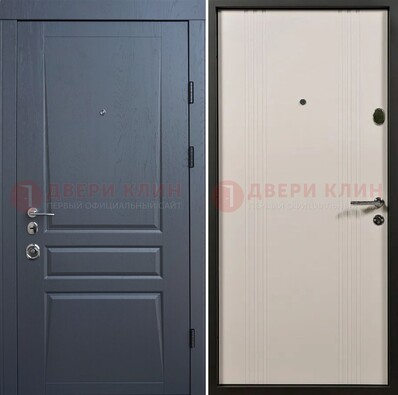 Темно-серая стальная дверь с МДФ хайтек ДМ-481 в Рязани