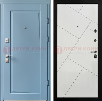 Синяя железная дверь с МДФ панелями ДМ-491 в Рязани
